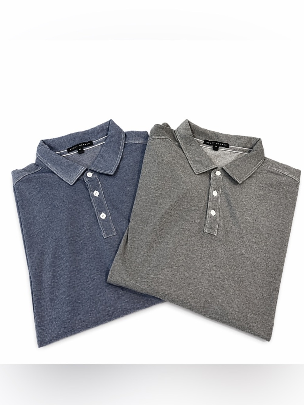 2. Robert Barakett Gray & Blue. 3 Button Short Sleeve Polo Shirts. Size XXL.